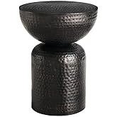 Modway Mella Metal Hammered Side Table in Black - Accent End Table for Living Room, Bedroom, Hallway