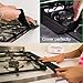 2Pcs Stove Counter Gap Cover Filler Guard and 4Pcs Gas Stove Burner Covers Liners Gas Range Protector, Black