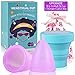 Menstrual Cups 2Set of Large&Small for Heavy&Normal Flow Soft and Reusable Period Cup FDA Approved Medical Grade Silicon Tampons and Pads Alternative Purple