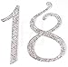 Large 18, 18th Happy Birthday Cake Topper, Anniversary, Crystal Rhinestones on Silver Metal, Party Decorations, Favors