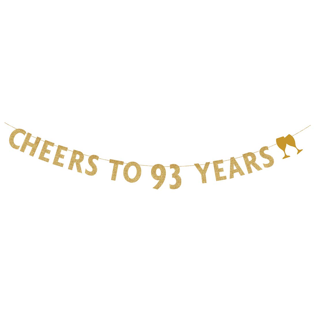 MAGJUCHE Gold glitter Cheers to 93 years banner,93th birthday party decorations