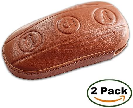 Tesla Key Fob Cover for Model X with Key Chain (Black and Brown) Genuine Leather by TeslaX Origins (2 Pack)