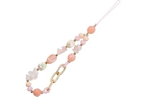 Ornaland Beaded Phone Wrist Strap Pink Phone Charm Strap Y2K Cute Beaded Lanyard Wrist for Case Backpack Keychains Cameras Wa