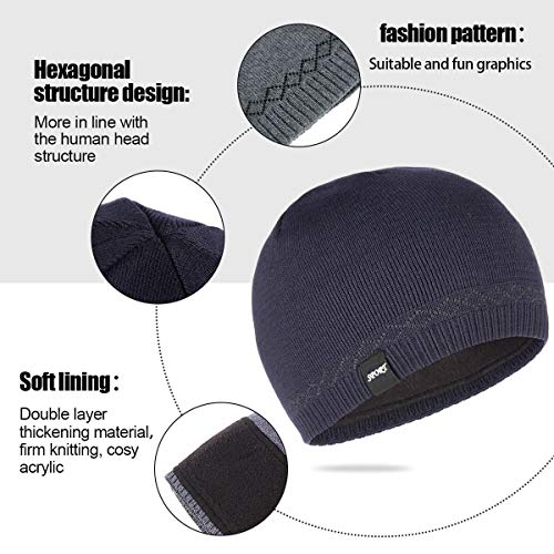 Bodvera Mens Winter Warm Knit Beanie Hats Tactical Fleece Plain Toboggan Ski Skull Cap,(Grey)