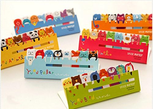Fascola Set of 6 Lovely Cute Cartoon Animal Frog Bear Dolphin Sticky Notes Memo Note Pads Page Flag Markers Bookmarks(6 booklets each with 8 pads,15 Sheets each)