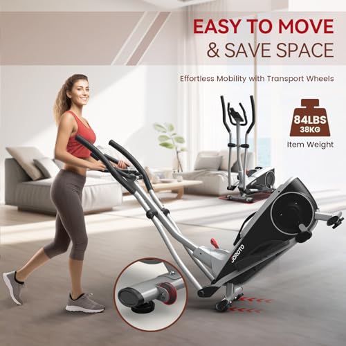 JOROTO Elliptical Machine Exercise Bike for Home Cardio, Magnetic Cross Trainer with 8 Resistance Levels, Pulse Rate Grips & LCD Monitor Exercise Equipment for Home Gym Use, 330lbs Weight Capacity