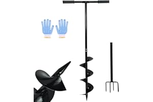 OSCORNA 2 in 1 Hand Auger Spiral Drill for Planting, 6 X 42.9inch Post Hole Digger Manual Auger for Fence Posts, Sand, Bulb,Seedlings, Tree, Mail Box, Manual Garden Spiral Hole Digging Drill with Non-Slip.