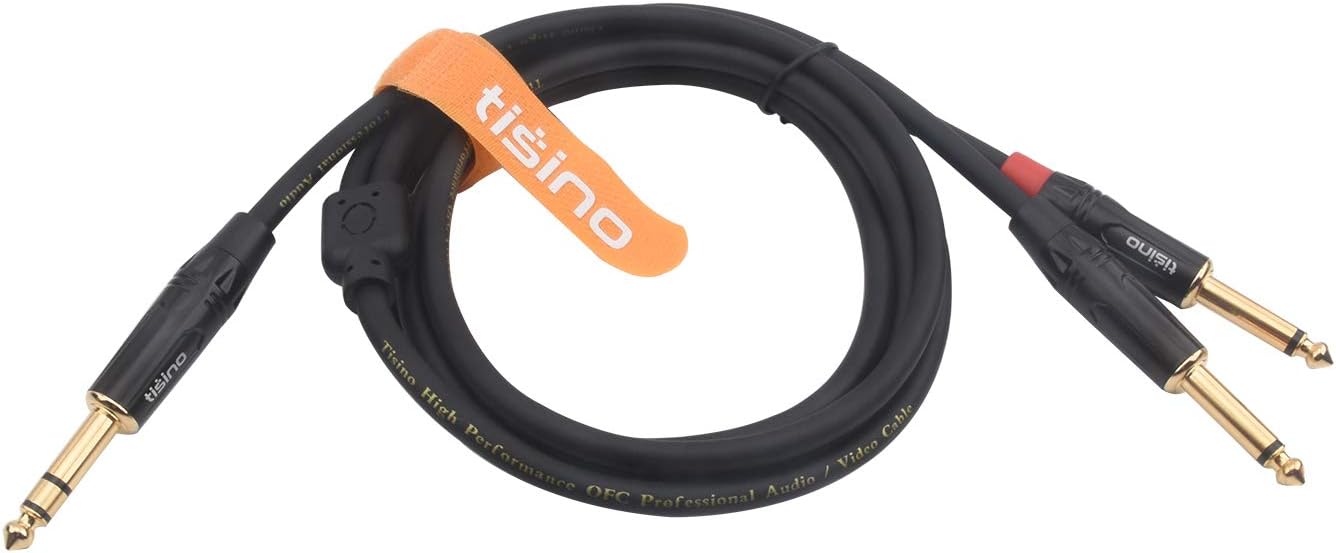 Tisino 6.35mm TRS Stereo Jack to Dual 6.35mm TS Mono Plug Y-Splitter Insert Cable Lead Stereo Jack Cables - 1m - Image 3