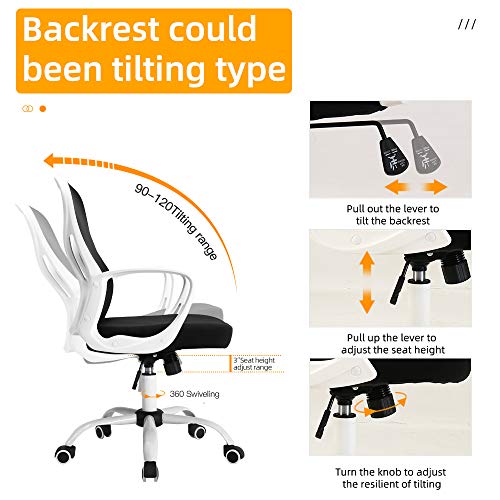 BERLMAN Mid Back Mesh Office Chair Adjustable Height Desk Chair Swivel Chair Computer Chair with Armrest Lumbar Support… - Image 3