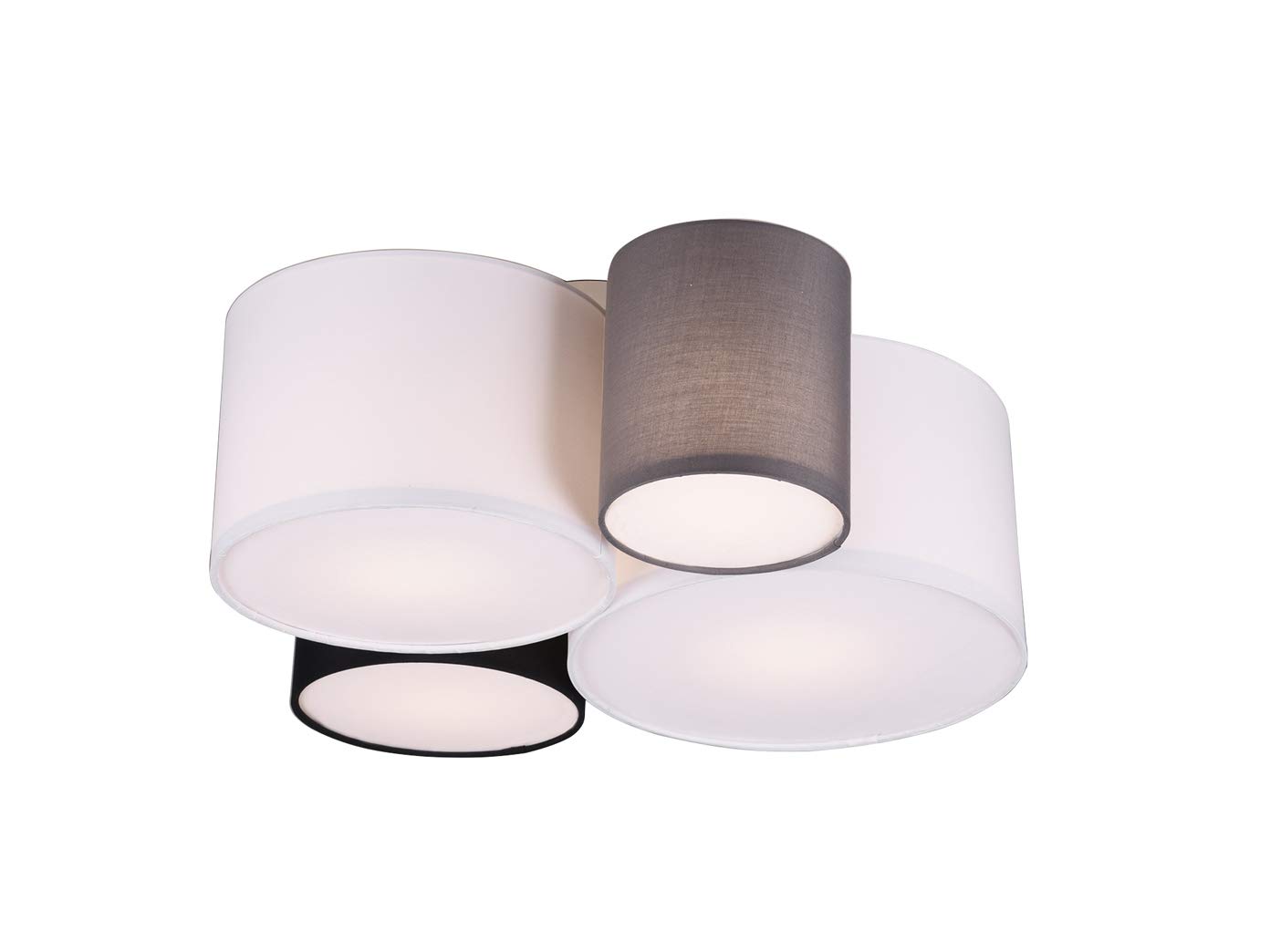 Trio Leuchten Hotel 693900417 Ceiling Light Fabric Shade in White/Black/Grey Excluding 1 x E27