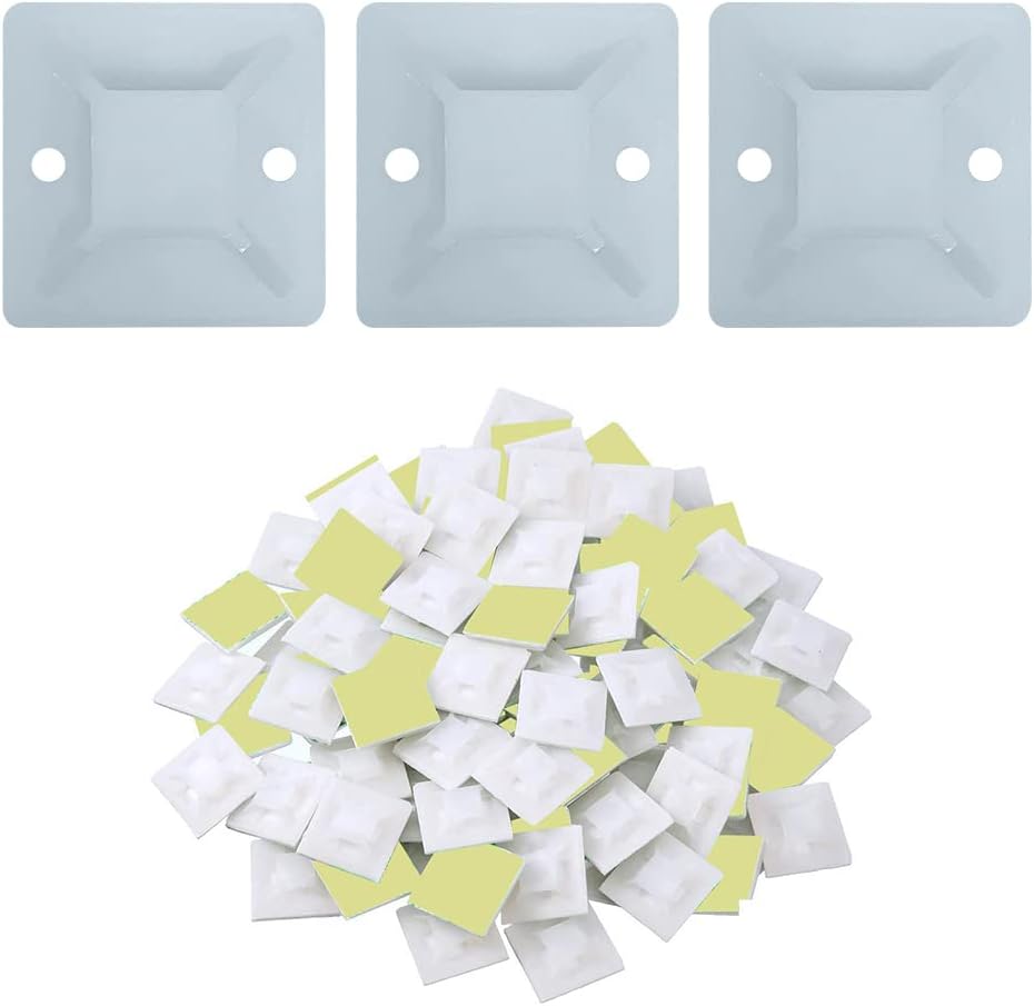WINSOME White Self Adhesive Cable Clips Mount for Wire Management - 40 Pcs