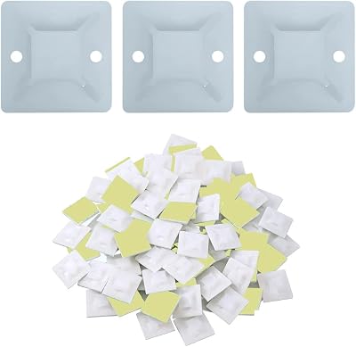 WINSOME White Self Adhesive Cable Clips Mount for Wire Management - 40 Pcs