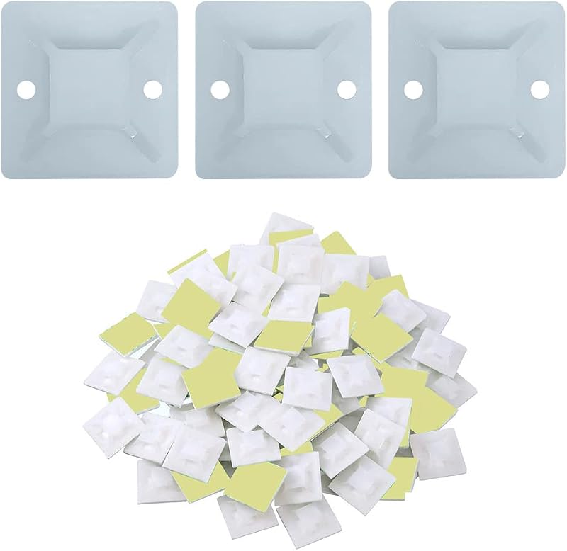 WINSOME White Self Adhesive Cable Clips Mount for Wire Management - 40 Pcs