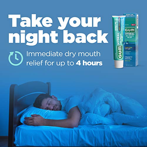 GUM 1806R Hydral Oral Gel, AlcoholFree Gentle Mint Gel for Nighttime Dry Mouth Relief, 1.8