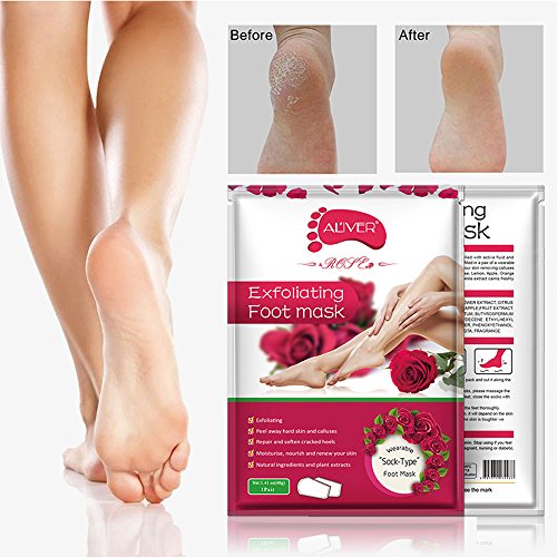 Clearance Sale!UMFun Remove Dead Skin Foot Mask Peeling Cuticles Heel Feet Care Anti Aging Foot Mask (A)