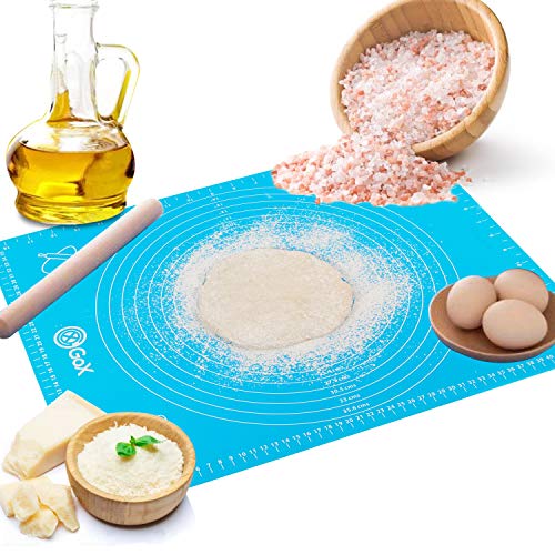 Silicone Baking Mat with Measurements, Dough Rolling, Cooking mat, Heat Resistance, Bread Kneading Board, Reusable, Non stick Pastry mat, Baking Pastry Mat, BPAFree, Blue