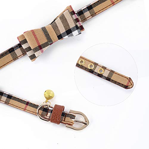 image for SuperBuddy Dog Cat Collars Leather for Small Pet Adjustable Bow-tie an