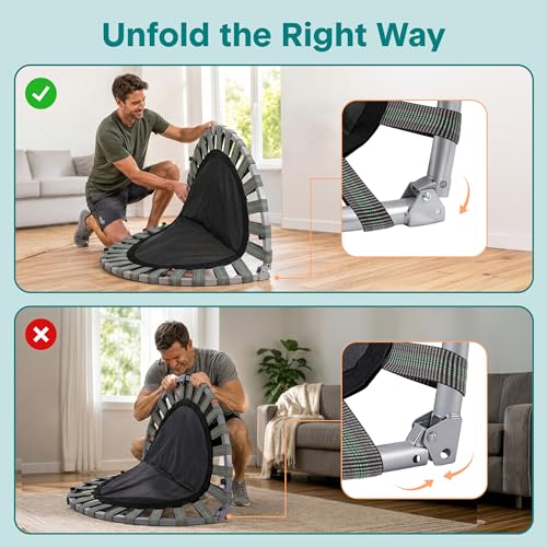 SereneLife Portable & Foldable Trampoline - 36" In-Home Mini Rebounder, Fitness Body Exercise - Updated Version - SLSPT365