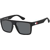 Tommy Hilfiger Men's TH1605/S Square Sunglasses, Matte Black, 56 mm