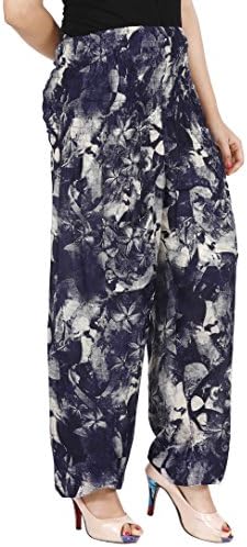 JANI harem pants - soft light breezy total comfort 100% rayon casual yoga pants. (navy blue floral)