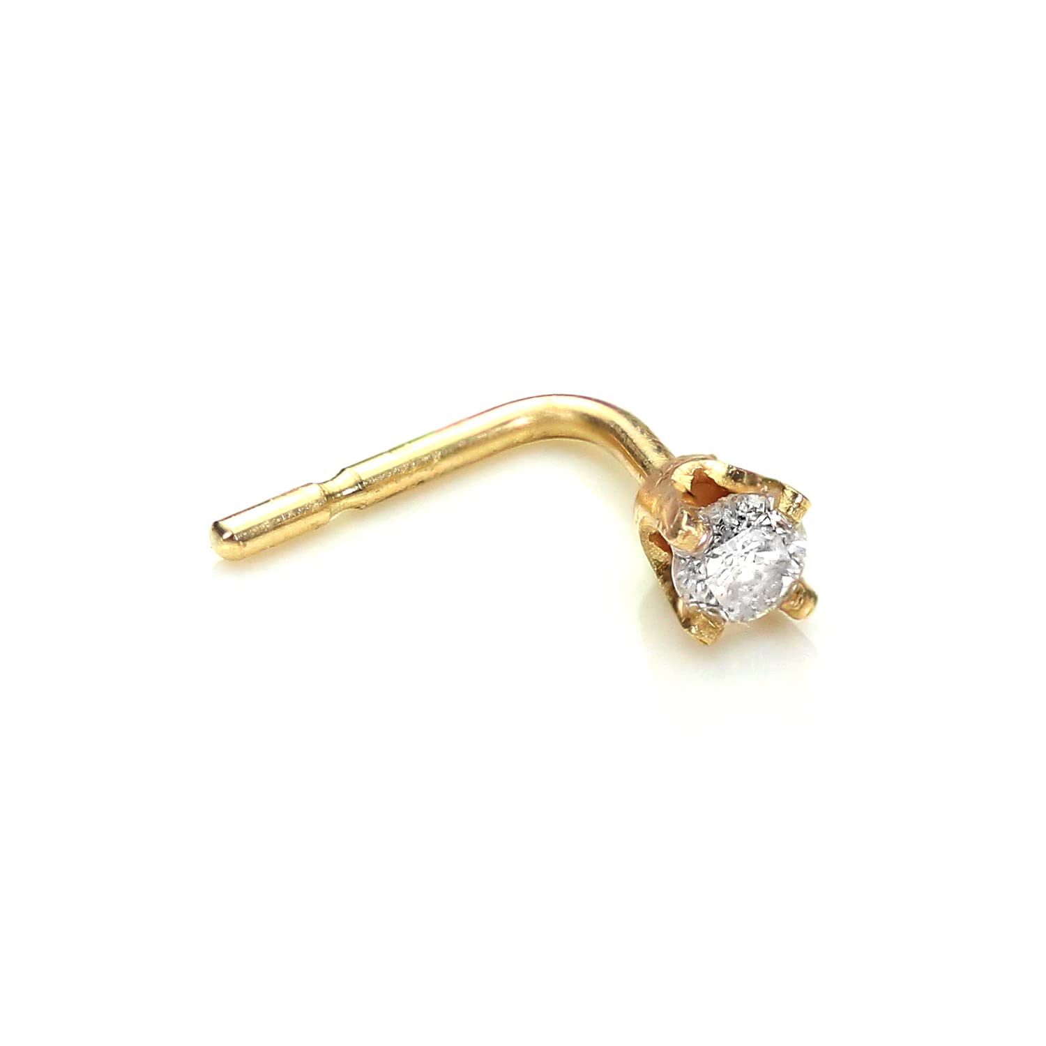 jewellerybox 9ct Gold 0.02ct Square Diamond L-Shaped Nose Stud/Studs
