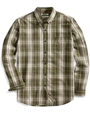Men's Standard-Fit Long-Sleeve Plaid Slub Shirt