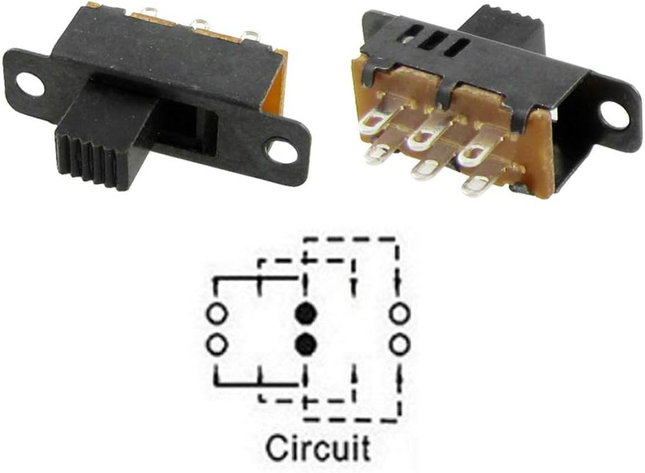Sourcingmap 10 Pcs High Knob 6 Pin 3 Position 2P3T Panel Slide Switch 0.5A 50V DC, Black - Image 3