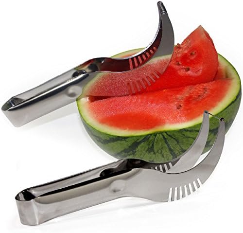2-Pack Watermelon Slicer &amp; Fruit Server Tongs - Stainless Steel Melon Cutter &amp; Corer Knife (2)