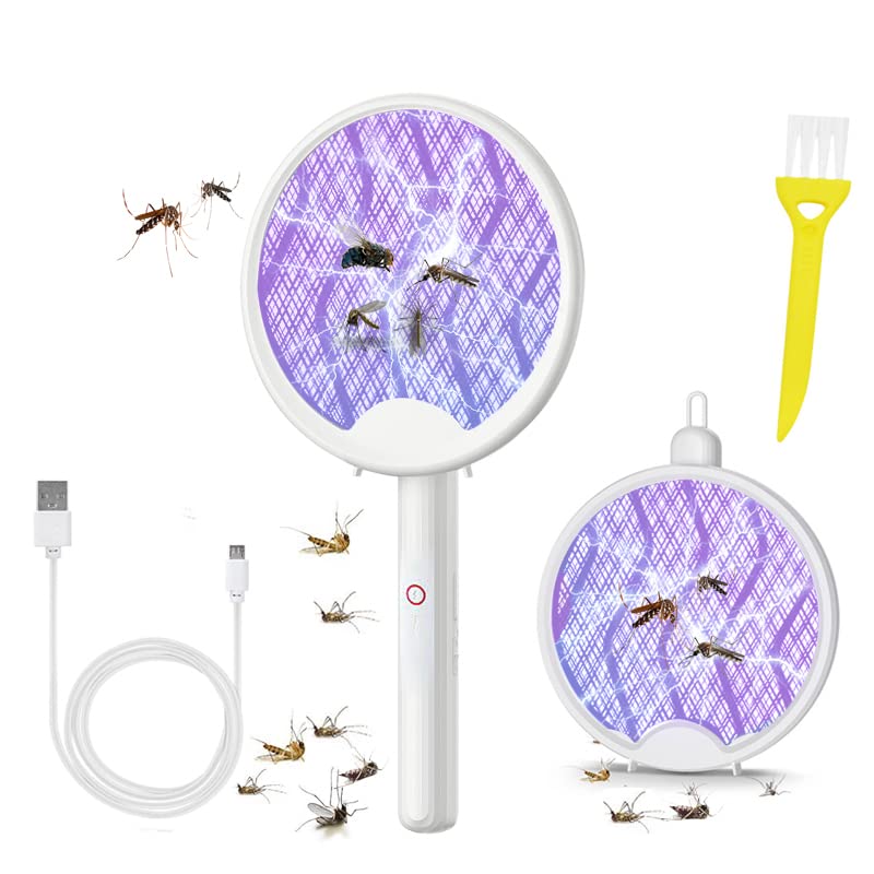 Electric Fly Swatter Racket,2 in 1 Bug Zapper Racket,3000V High Voltage