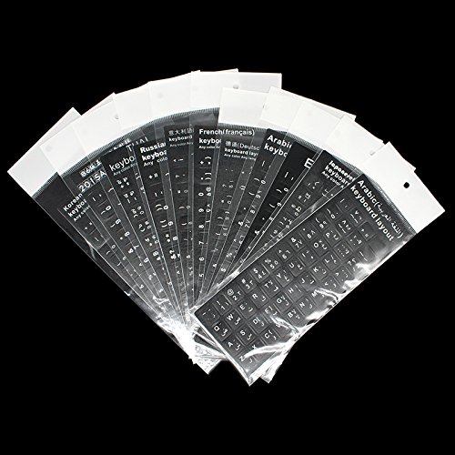 [2PCS Pack] HRH Italian Keyboard Stickers,PC Keyboard Stickers Black Background with White Lettering for Computer - Thumbnail 4