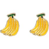 coadipress Banana Fruit Stud Earrings for Women Cute Funny Summer Fruit Tiny Banana Strawberry Watermelon Enamel Stud Earrings Fashion Tropical Fruits Jewelry