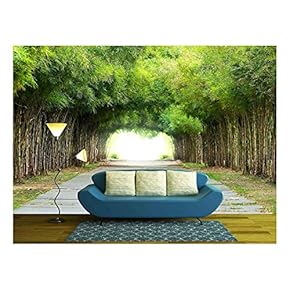 Walkway flanked on Both Sides with a Bamboo Forest - Removable Wall Mural | Self-Adhesive Large Wallpaper - 66x96 inches