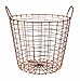 Wire Storage Basket and Waste Bin – Copper Plated Metal Bin with Two Handles for Office, Bedroom, Living Room, Closet and More - by Designstyles