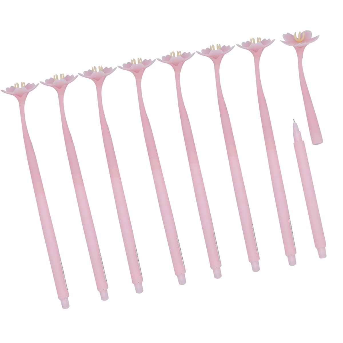 SIPLIV 8Pcs Creative Simulation Flowers Gel Ink Pen Bendable Silicone Ballpoint Pen Liquid Black 0.5mm Gel Ink Rollerball Pen, Office Stationery Supplies - Sakura
