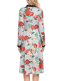 Vestido informal a media pierna con estampado floral y manga larga para mujer de ACEVOG