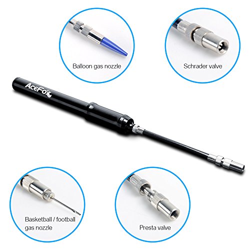 AceFox Mini Bike Pump, Bicycle Pump Reliable Hand Air Pump, Presta & Schrader Valve & Sports Ball, 260 PSI, Black