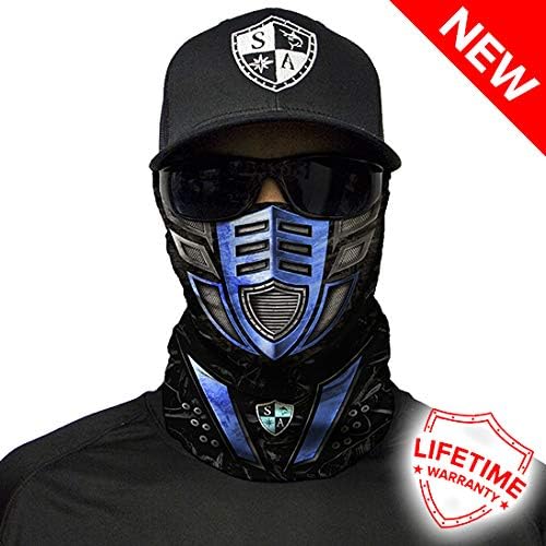SA Company Robot Face Blue Face Shield/Loop Scarf/Bandana/Balaclava. Multi-Functional Headwear/Scarf. (Fishing, Running, Cycling, Motorbike, Walking, Riding etc)