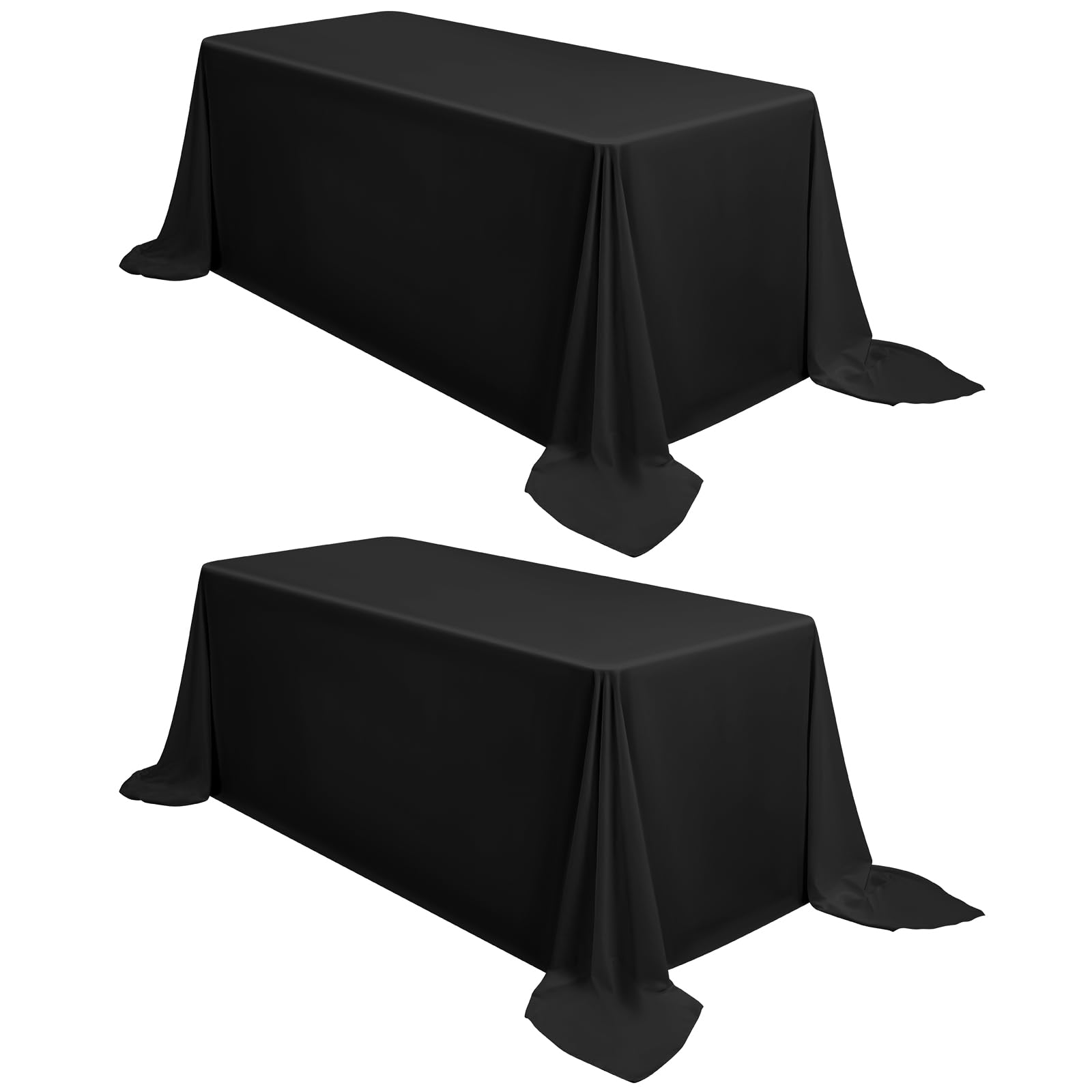 FXKS 2 Pack Rectangle Tablecloth 229 x 335 CM Black Table Cloth for 8 FT Tables,Washable Fabric Stain and Wrinkle Resistant Polyester Table Cover Table Clothes for Wedding Parties Banquet Kitchen
