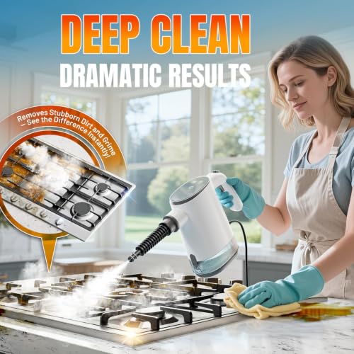 Hand Steam Cleaner, Steam Cleaner, 650 ml Water Tank Steam Cleaner and 11-Piece Accessory Set for Removing Dirt and Grease