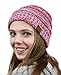 NYFASHION101 Unisex Multicolor Warm Cable Knit Thick Slouch Beanie Cap, 3 Tone Pink