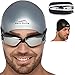 Swim Elite Mirrored Swimming Goggles + Exclusive Swim Cap & Protective Case for Men and Women (Mirrored Black)