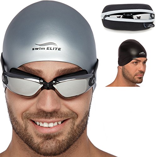 Swim Elite Mirrored Swimming Goggles + Exclusive Swim Cap & Protective
