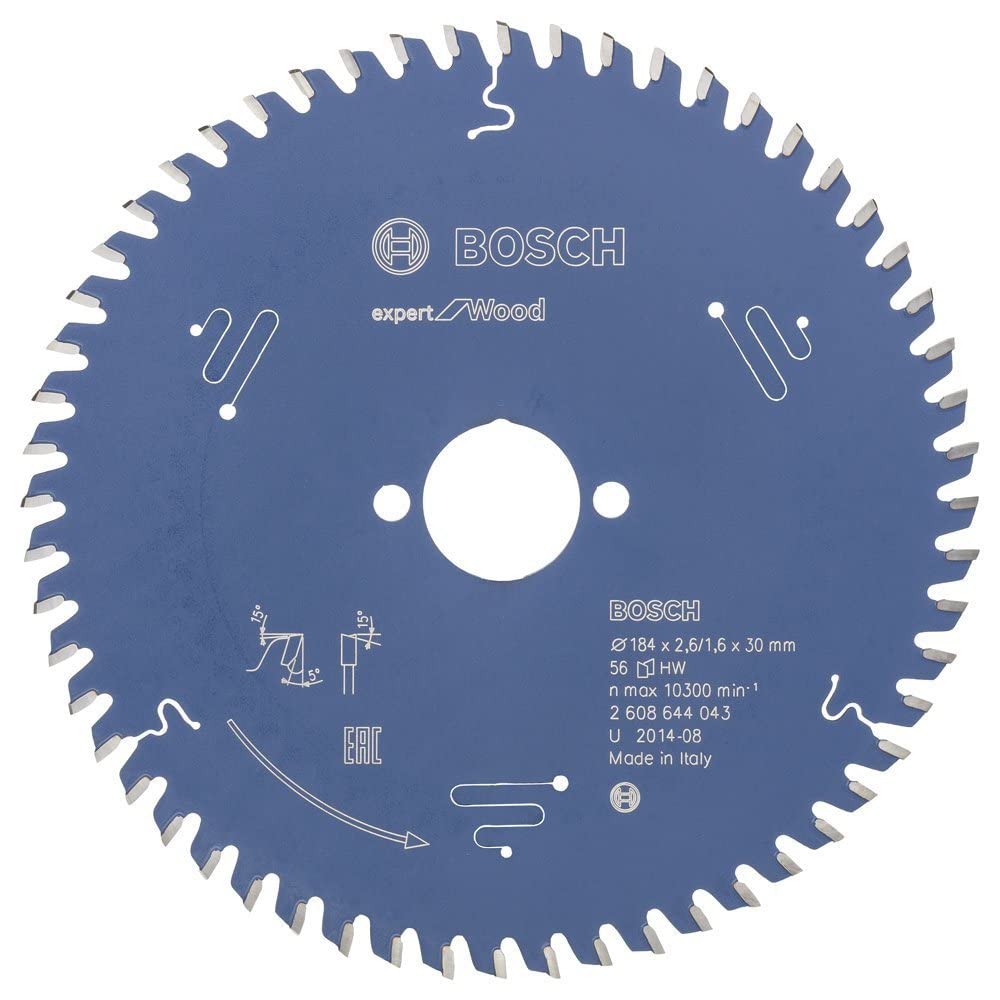Bosch 2608644043 EXWOH 56 Tooth Top Precision Circular Saw Blade, 0 V, Blue
