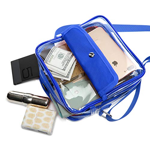 iSPECLE Clear Purse Stadium Approved, Clear Bag Approved for NFL, PGA, NCAA, Adjustable 4.92ft Shoulder Strap for Crossbody Bag, Blue