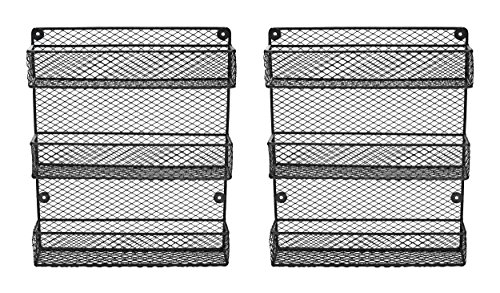Southern Homewares SH-10208 Wall Mount Spice Kitchen Storage Shelf Holder 3 Tier Includes 2 Racks, Black