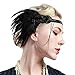 BABEYOND 1920s Flapper Headband Roaring 20s Great Gatsby Headpiece Beaded Black Feather Headband 1920s Flapper Gatsby Hair Accessories