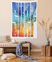 Ambesonne Surf Tapestry, Summer Theme Retro Letters