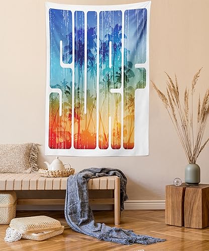 Ambesonne Surf Tapestry, Summer Theme Retro Letters