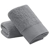 Lin Cotton Hand Towels, Soft & Highly Absorbent Hand Towel for Bathroom,Set of 2 Grey 14 x 30 Inch