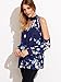 Floerns Women's Choker V Neck Floral Print Lantern Sleeve Blouse Top Blue S